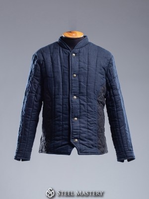Linen dark blue jacket with black sides M size  Fertige Polsterrüstungen