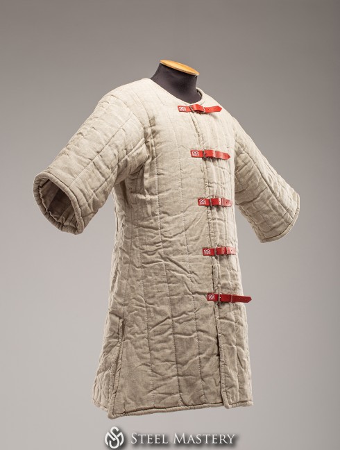 In stock linen uncolored gambeson VI-XIII century Ready padded armour
