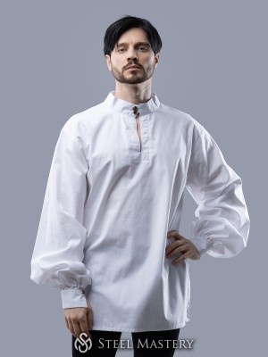 Shirt with bishop sleeves
