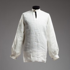 Linen shirt with bishop sleeves image-1