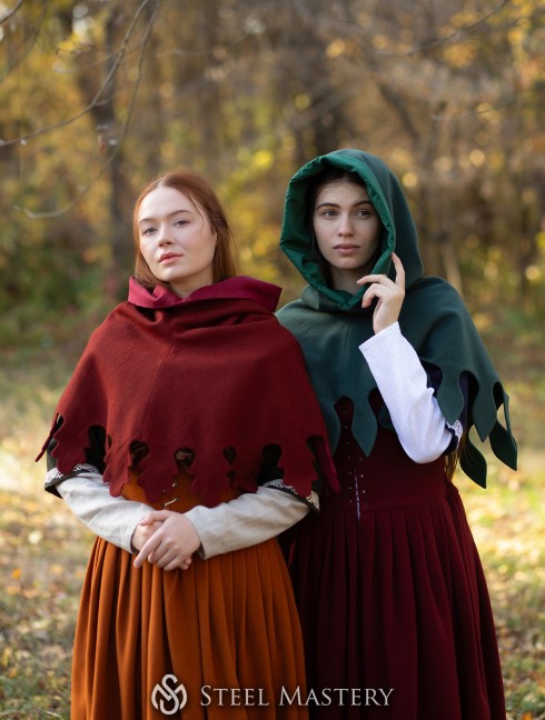 Medieval hood "Autumn warmth" Copricapo