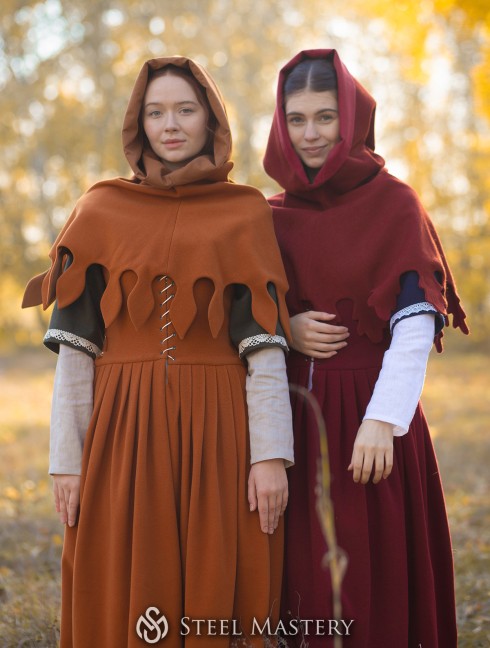 Medieval hood "Autumn warmth" Copricapo