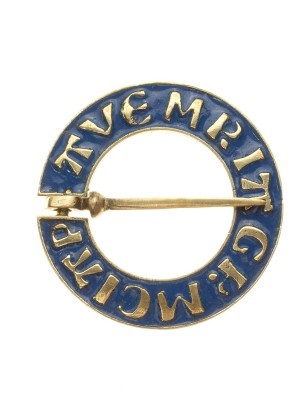 Medieval ring brooch with blue enamel 1 pc