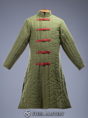 Green linen long  gambeson L size  Ready padded armour