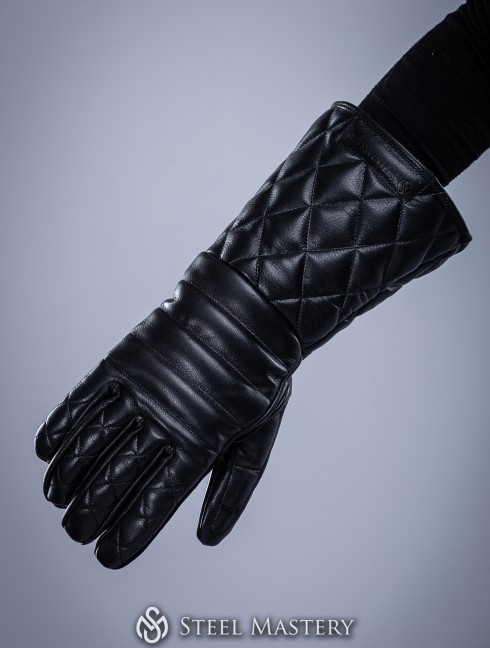 "MIDNIGHT" leather gloves  Armure de plaques