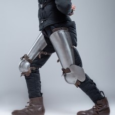 Plate thigh and knee protection hardened steel with satin finish  image-1