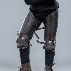 Thigh and knee protection hardened steel with blackened hammered finish  image-1