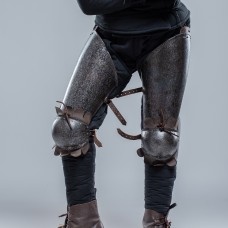 Thigh and knee protection hardened steel with blackened hammered finish  image-1