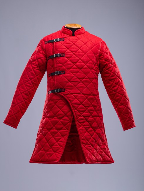 Linen red gambeson L size  Armures gambisonnées prêtes-à-porter