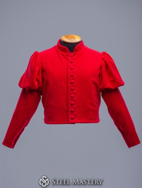 L size red woollen doublet in stock  Prêt à expédier