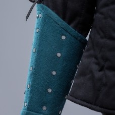 DARK GREEN WOOLEN MEDIEVAL BRACERS L SIZE IN STOCK  image-1