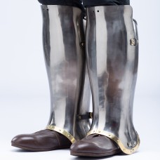 Titanium closed hinged greaves 1450-1485 years IN STOCK  image-1