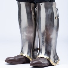 Titanium closed hinged greaves 1450-1485 years IN STOCK  image-1