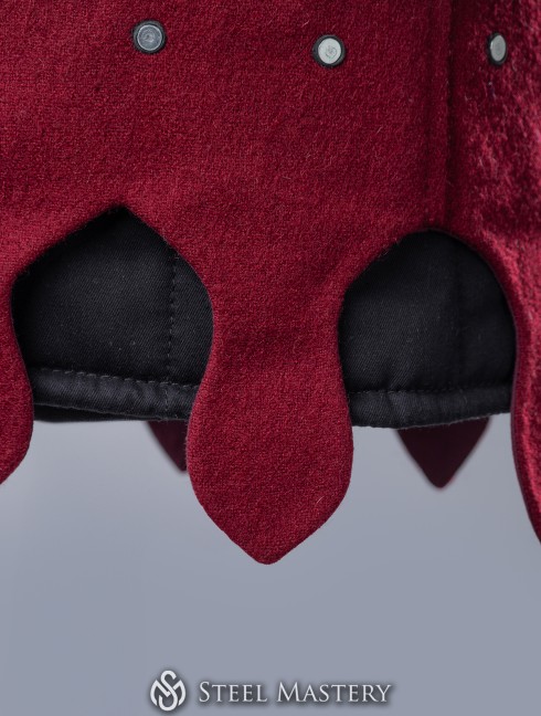Wine red woolen brigandine with spaulders, L size in STOCK
