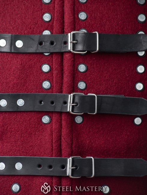 Wine red woolen brigandine with spaulders, L size in STOCK