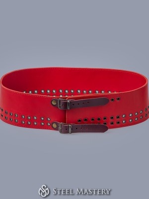 Leather belt with metal eyelets