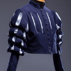 Dark blue Landsknecht doublet  - in stock image-1
