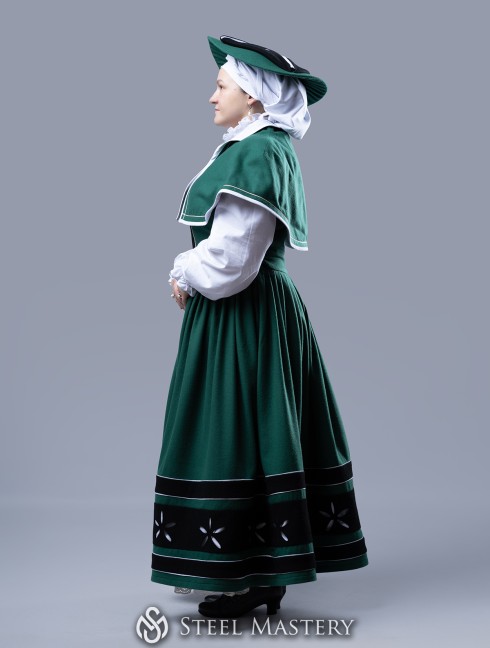 Green Women's Landsknecht costume,  Kampfrau dress - in stock