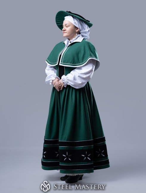 Green Women's Landsknecht costume,  Kampfrau dress - in stock