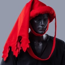 Red woolen chaperon XV century in stock image-1