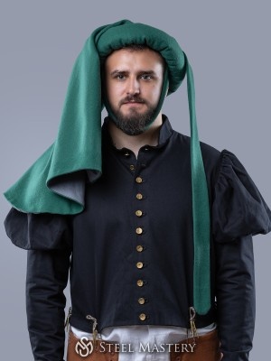 Green woolen chaperon XV century in stock