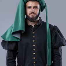 Green woolen chaperon XV century in stock image-1