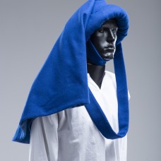 Royal blue woolen chaperon XV century in stock image-1