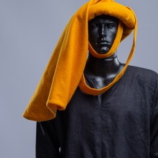 Yellow woolen chaperon XV century in stock image-1