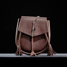 Leather bag with metal nail clasp image-1