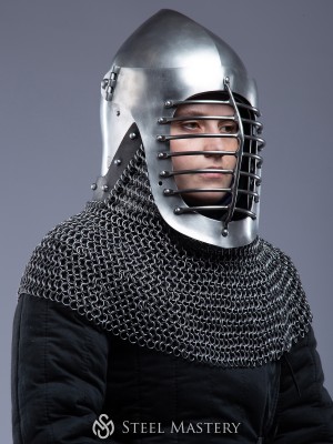 Bascinet with side hinged bar visor