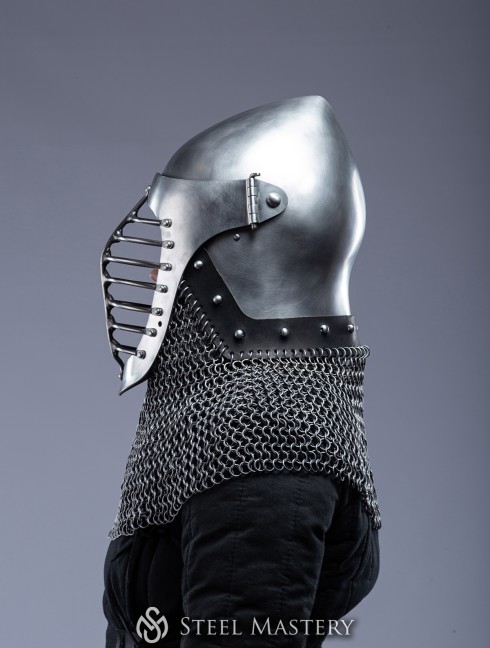Bascinet with side hinged bar visor