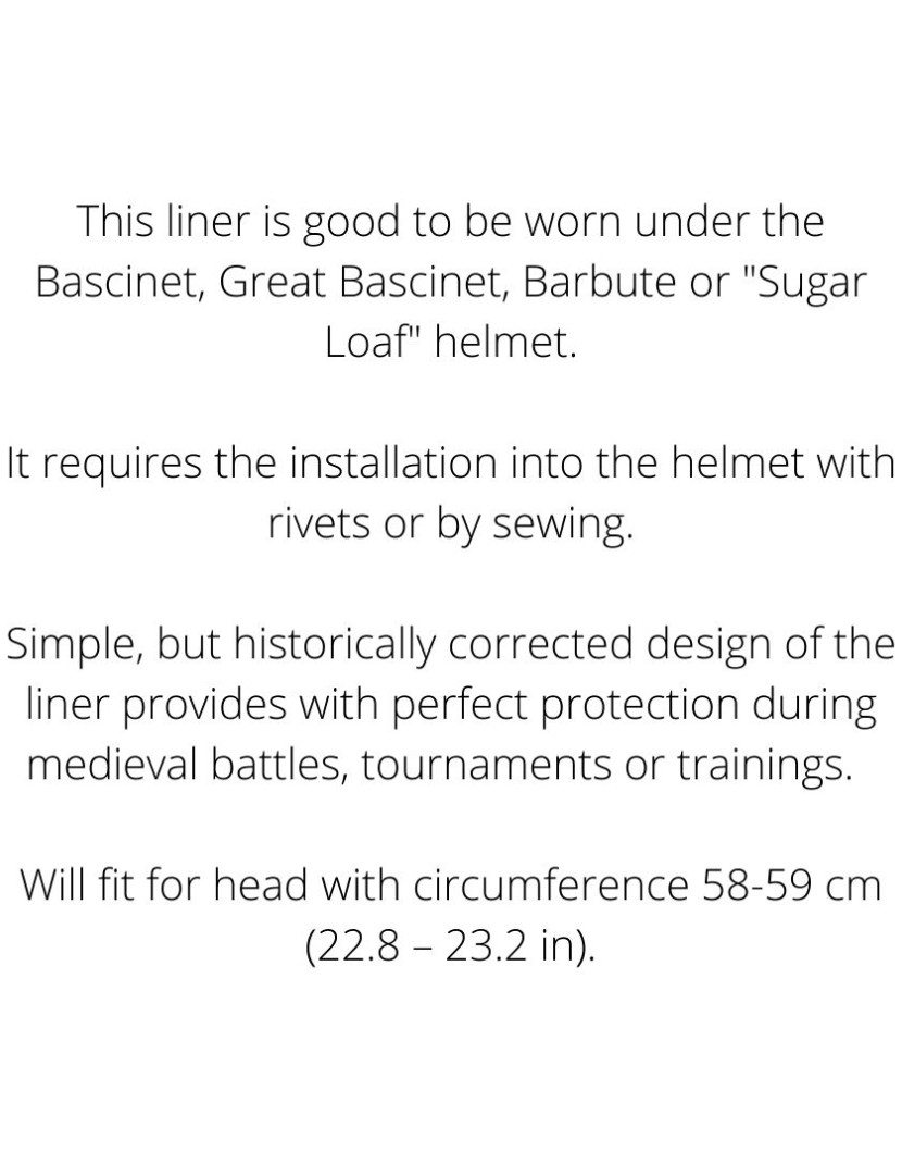 Blue liner for bascinet and barbute  photo made by Steel-mastery.com