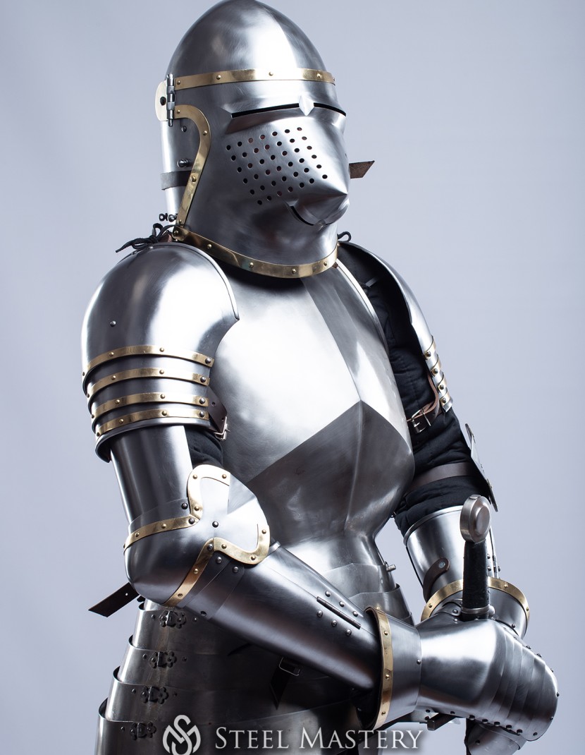 Knightly plate arms of the 14th century with Elbow Caps photo made by Steel-mastery.com