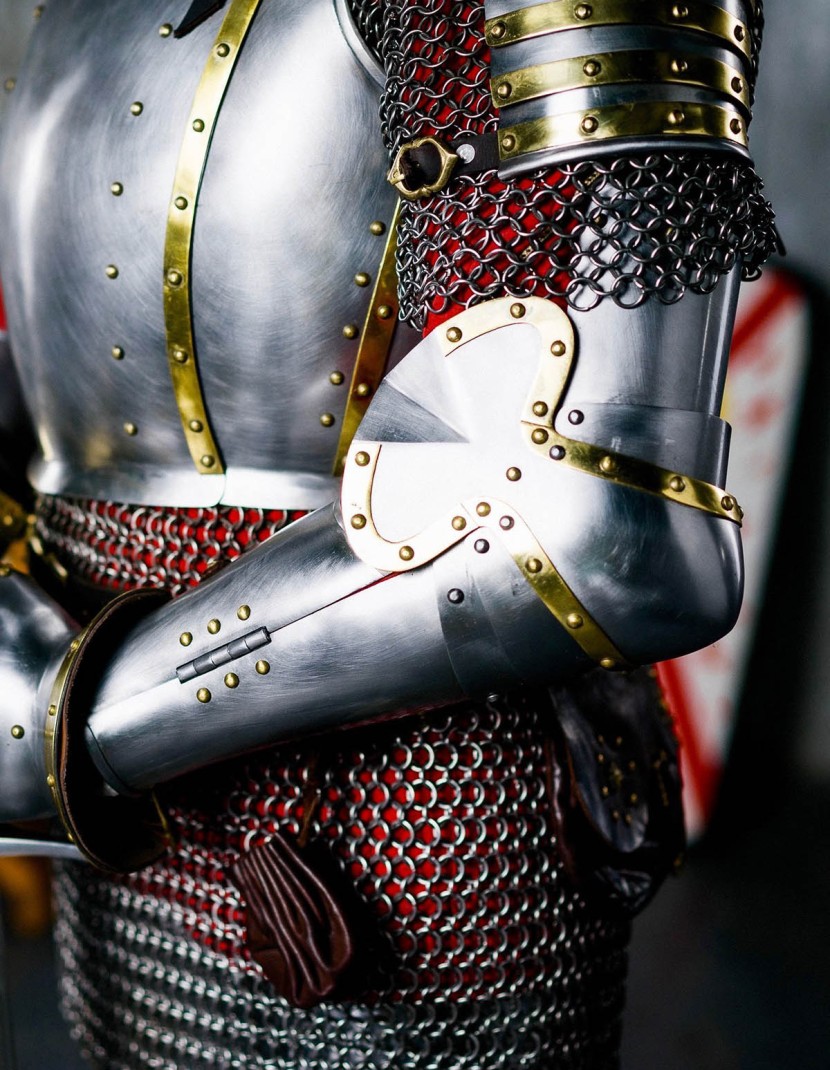 Knightly plate arms of the 14th century with Elbow Caps photo made by Steel-mastery.com
