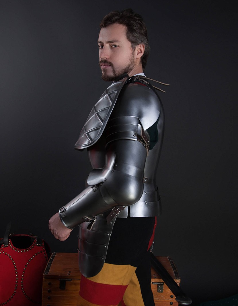 Full arm protection with pauldron, a part of the jousting knight armor, XVI century photo made by Steel-mastery.com