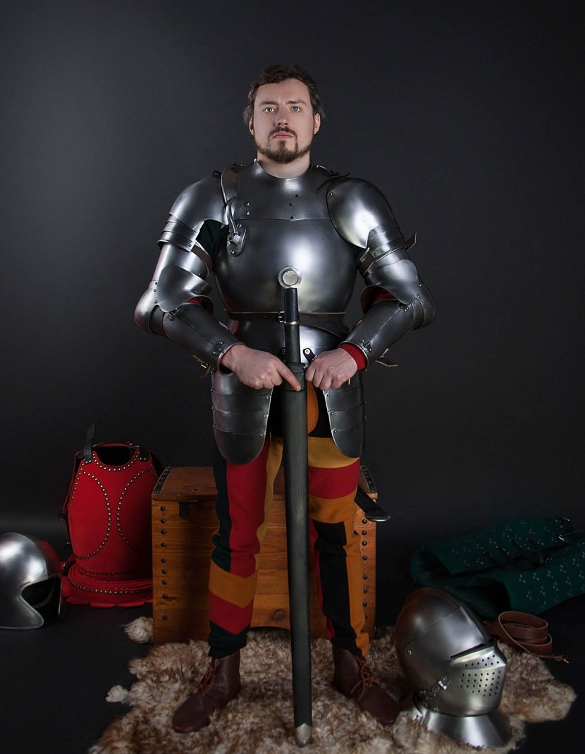 Full arm protection with pauldron, a part of the jousting knight armor, XVI century photo made by Steel-mastery.com