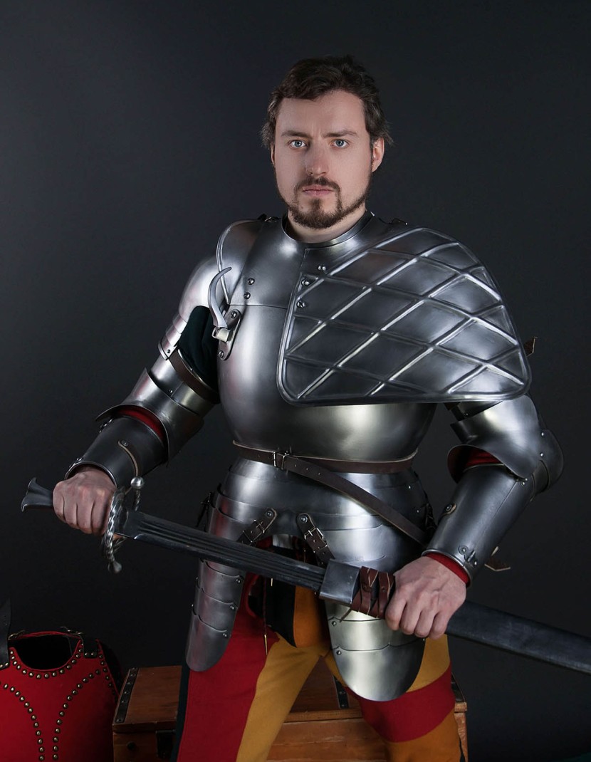 Full arm protection with pauldron, a part of the jousting knight armor, XVI century photo made by Steel-mastery.com