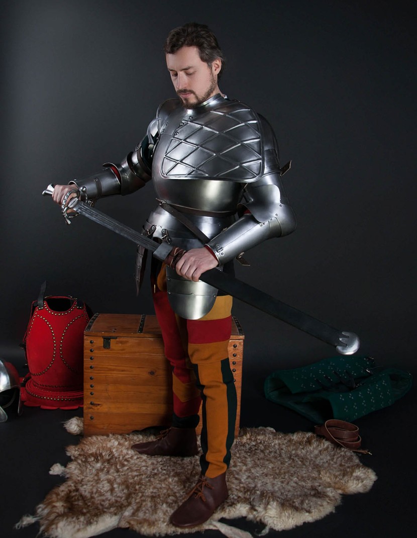 Full arm protection with pauldron, a part of the jousting knight armor, XVI century photo made by Steel-mastery.com