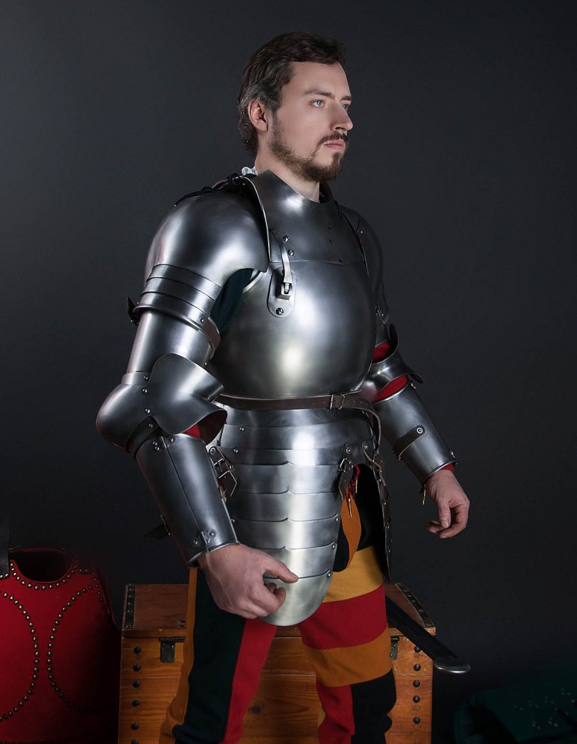 Full arm protection with pauldron, a part of the jousting knight armor, XVI century photo made by Steel-mastery.com