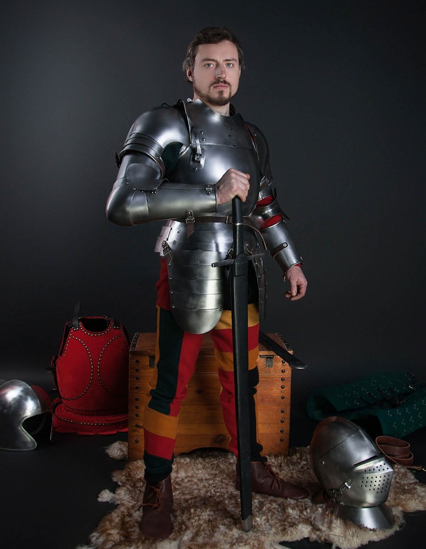 Full arm protection with pauldron, a part of the jousting knight armor, XVI century photo made by Steel-mastery.com