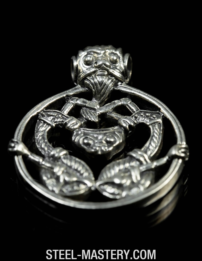 Viking twin dragons pendant photo made by Steel-mastery.com