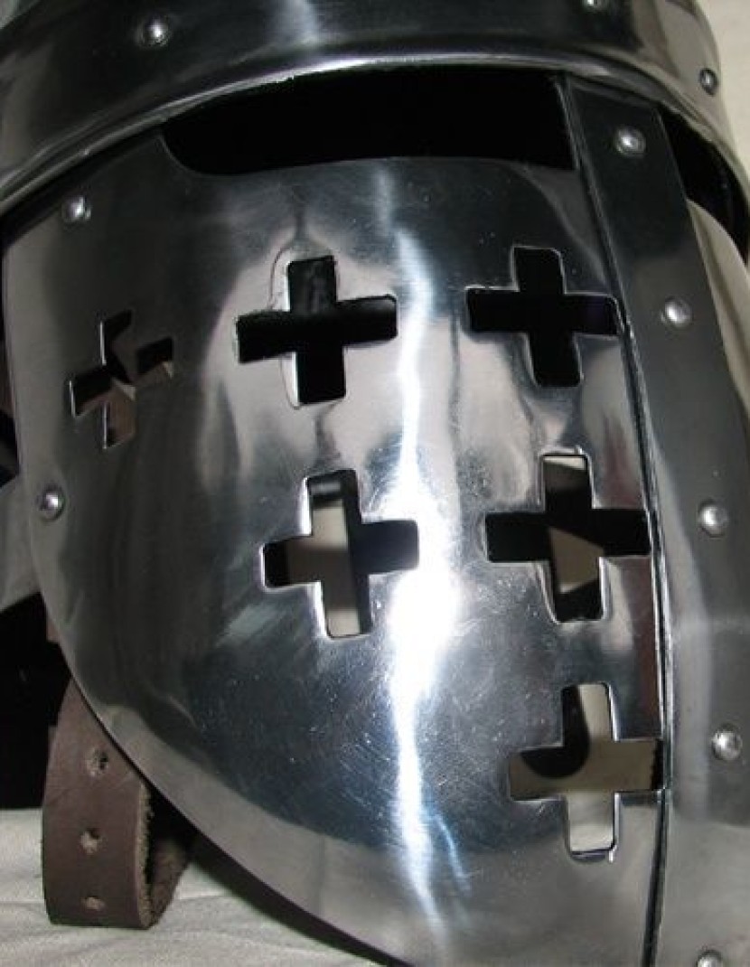 Fluted norman helmet photo made by Steel-mastery.com