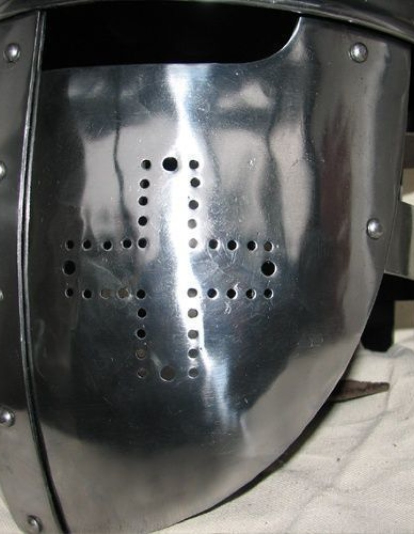 Fluted norman helmet photo made by Steel-mastery.com