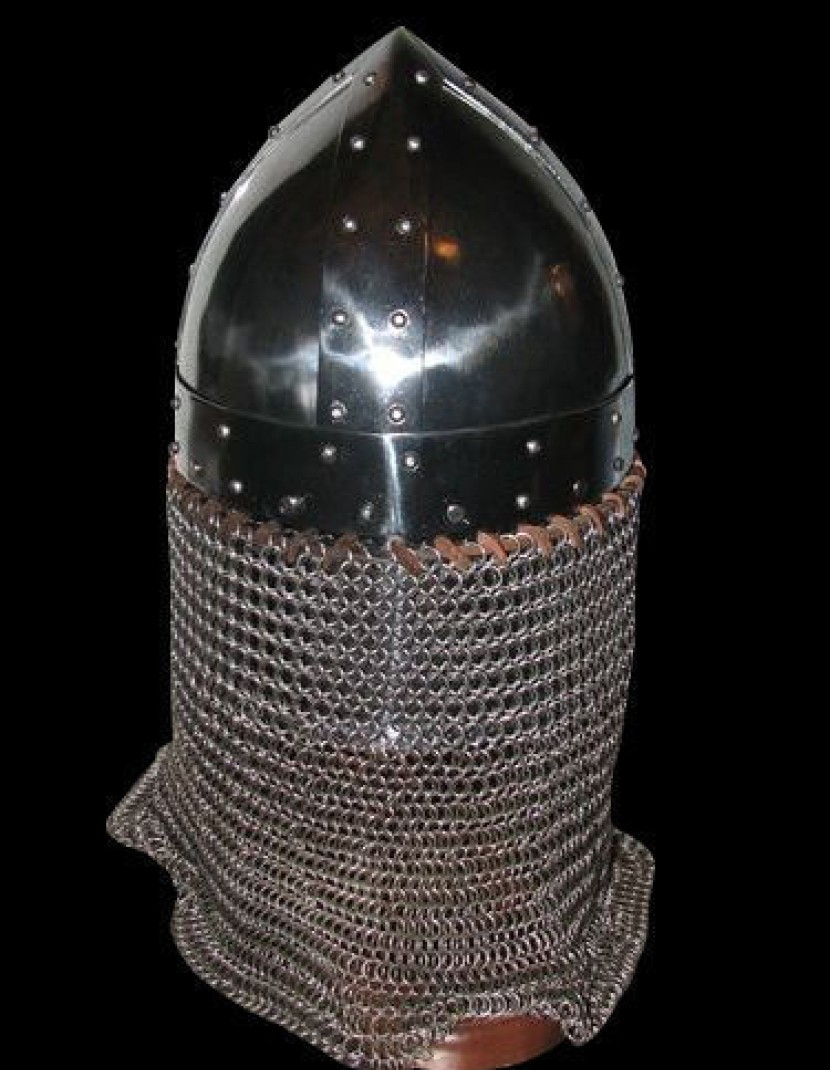 Conical spangen helmet of the XII century with bar grill photo made by Steel-mastery.com