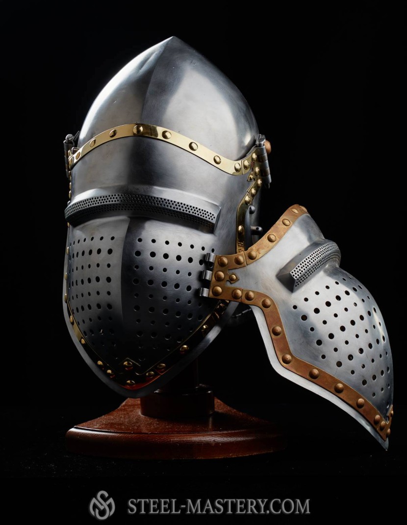 Bascinet 1350-1440 years with Single Ocular visor photo made by Steel-mastery.com