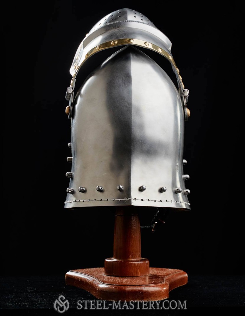 Bascinet 1350-1440 years with Single Ocular visor photo made by Steel-mastery.com
