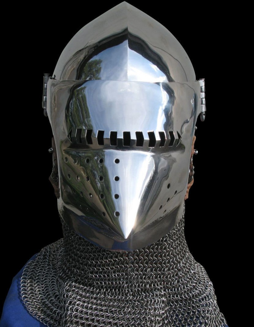Bascinet houndskull with single ocular 1430 photo made by Steel-mastery.com
