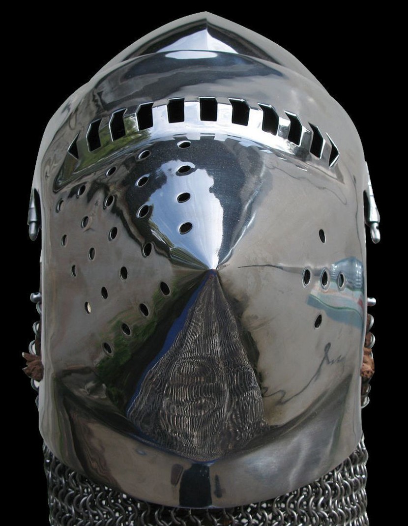 Bascinet hounskull with single ocular 1430 photo made by Steel-mastery.com