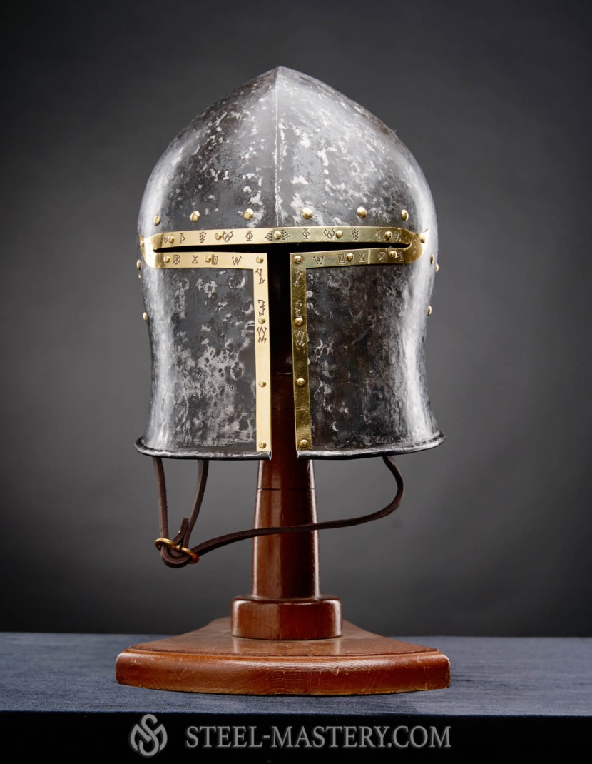 Barbute Helm with narrow T-opening - 1460 year photo made by Steel-mastery.com