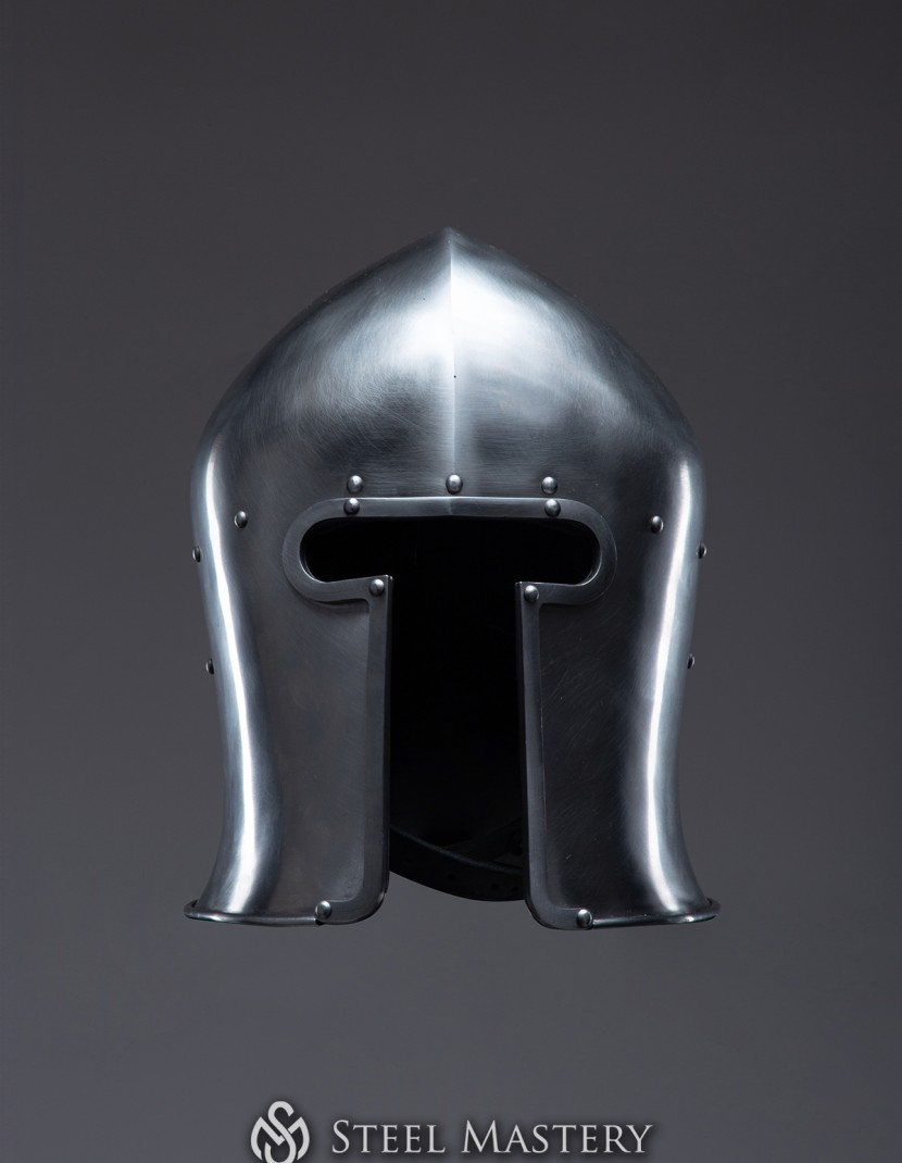 Barbute Helm with narrow T-opening - 1460 year photo made by Steel-mastery.com